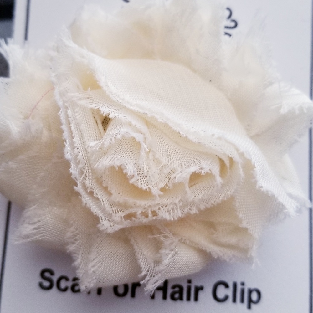 Shabby Rose Flower Scarf Clip or Hair Clip cream
